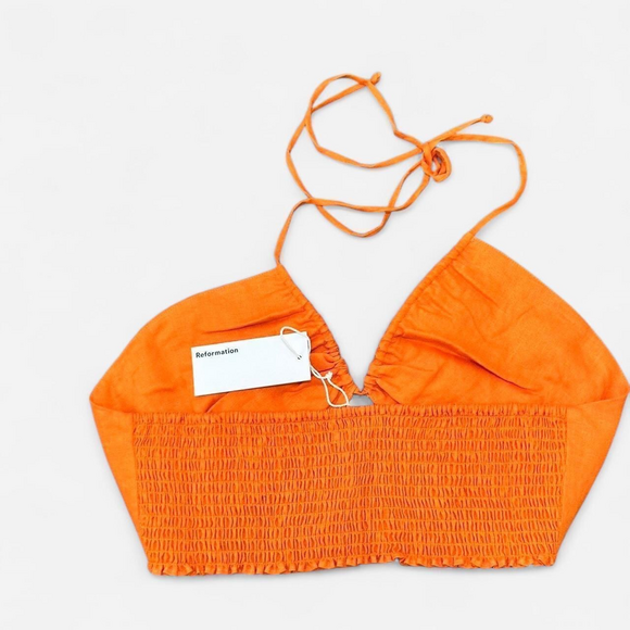 Reformation Isabel citrus orange halter bralette medium festival crop tops - Picture 4 of 6
